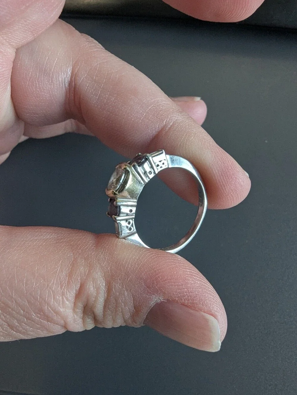 Custom Oval Diamond Ring with Created Alexandrites